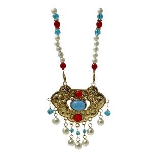 国风压襟汉服长款项链新中式古风背云流苏璎珞明制马面裙旗袍配饰