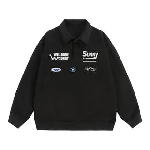 Welldone sunny新款长袖POLO衫 美式复古潮牌宽松重磅情侣翻领t恤