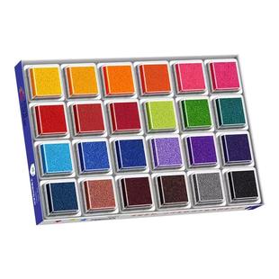 儿童手指画印泥彩色印泥印台手掌手指印泥盘24色幼儿园手指画印颜料安全绘画涂鸦可水洗小学生绘画工具印尼