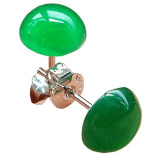 胡二翡翠耳钉耳环天然碧玉帝王祖母绿色传统经典简约网红玉石耳坠