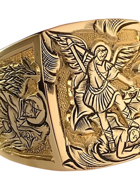 新款饰品 金色欧美风古希腊神话传说纪念戒指男 新款指环