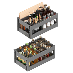 调料拉篮厨房橱柜改造分双层开门抽屉式拉篮刀具架菜板调味品拉篮