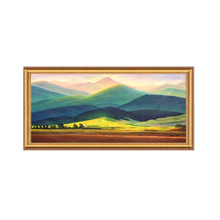 手绘油画巨人山风景横版欧式沙法办公室餐厅客房装饰画客厅挂画