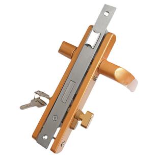 8530老式铝合金平开门锁断桥铝金刚网纱门单点锁体全铜锁芯门把手