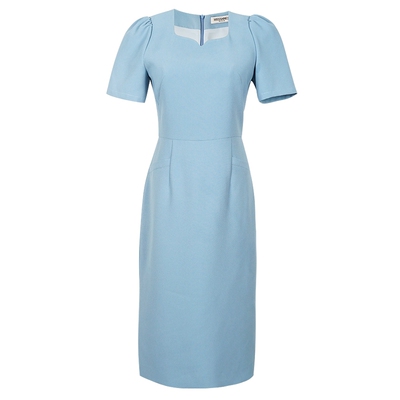 米思阳通勤包臀裙仿醋酸连衣裙