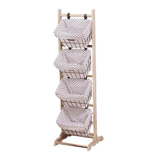 家用置物架落地储物架卧室客厅书报架多层美式田园布艺零食收纳架