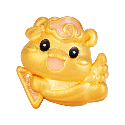 明牌珠宝萌马双生硬金串珠 生肖天使小马黄金转运珠路路通AFP1376