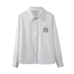 【神仙club】原创JK衬衫 白皇后刺绣正统棉 长袖衬衣制服上衣女秋