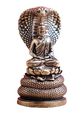 纯黄铜眼睛蛇释迦摩尼佛蛇佛高级感小众铜工艺品文创工艺品铜摆件