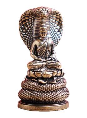 纯黄铜眼睛蛇释迦摩尼佛蛇佛高级感小众铜工艺品文创工艺品铜摆件