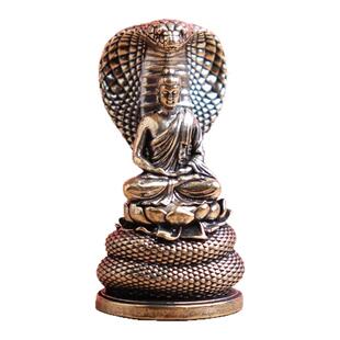 纯黄铜眼睛蛇释迦摩尼佛蛇佛高级感小众铜工艺品文创工艺品铜摆件