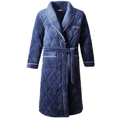 三层夹棉睡袍男冬季加厚加绒浴袍