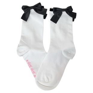 roji doll感Lolita袜子女春蝴蝶结中筒袜洛丽塔蕾丝花边棉袜甜美