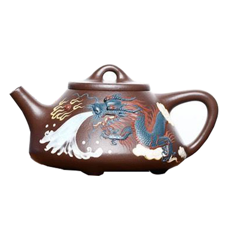 宜兴老紫泥堆龙子冶石瓢壶