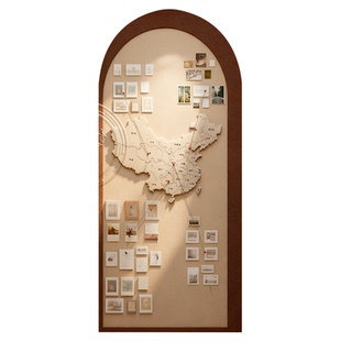 照片墙毛毡板毛毡墙贴免打孔立体中国地图墙贴全国旅行足迹打卡照片展示墙软木板玄关走廊背景墙创意DIY装饰