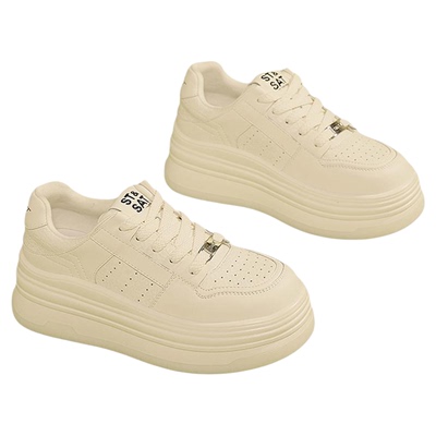 星期六厚底小白鞋2025秋季新款百搭休闲红色板鞋增高松糕鞋【直】