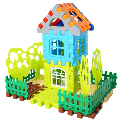 米言月塑料积木易上手方格玩具