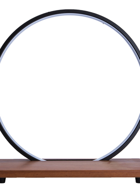 LED灯圈圆型木质发光展示底座模型酒瓶禅意佛像直播背景补光摆件