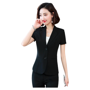 黑色短袖小西装外套女新款夏季薄款西服女套装职业气质工装工作服