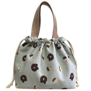 帆布便当袋学生带饭包包手提饭袋子日式便当包抽绳束口袋饭盒包袋