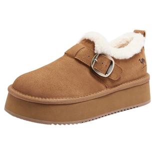 骆驼女鞋2025冬款全包厚底增高松包勃肯棉鞋防泼水雪地靴绒里单鞋