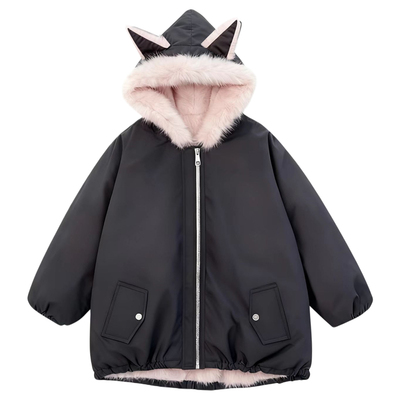 女童外套双面穿冬季加绒超厚上衣