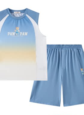 PawinPaw卡通小熊童装26年夏季新款男童男宝宝运动短裤T恤套装