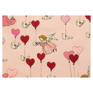 日本进口布料仓桥牛津棉名师布手工包袋纯棉卡通服装粉色爱心女孩