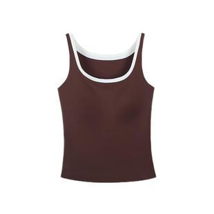 哥弟商元背心女外穿运动美背带胸垫内搭撞色假两件玻尿酸新款