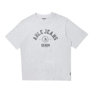 ABLE JEANS2026年印花情侣遮臀白色不透T恤宽松男女同款短袖多色