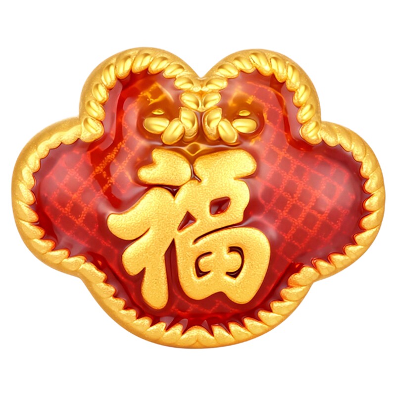 潮宏基福袋足金串珠黄金转运珠5D硬金鎏彩吊坠挂坠经典隔珠送礼女
