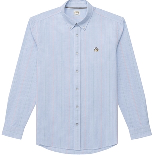 【挺括牛津纺】Hazzys哈吉斯奥莱春秋条纹长袖衬衣男士棉质衬衫潮