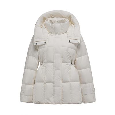 中长款收腰显瘦连帽白鸭绒加厚