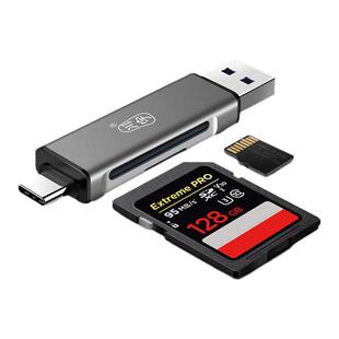 川宇C350二合一TF/SD卡读卡器USB3.0+Type-C手机电脑双接口苹果手机车载相机内存卡高速读卡器