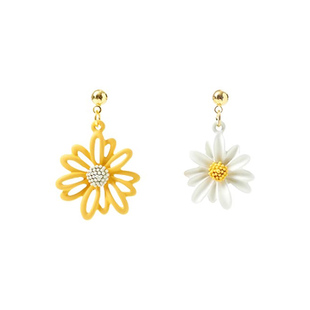 黄色小雏菊花朵耳环女设计感小众独特耳钉可爱甜美轻奢高级感耳饰