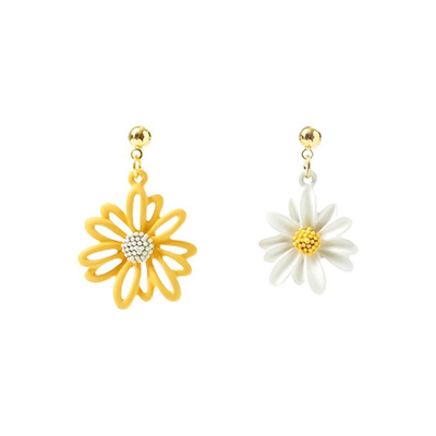 黄色雏菊花朵耳环女气质