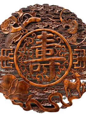 东阳木雕木质玄关挂件背景墙墙面