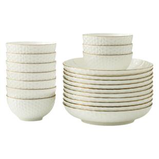 碗碟套装家用欧式简约创意金边浮雕餐具陶瓷盘子菜盘碗盘组合10个