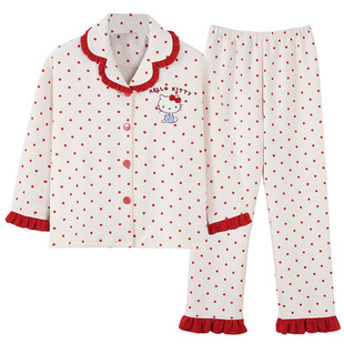 可爱Kitty猫新款睡衣女秋冬季空气棉长袖夹层学生加厚保暖家居服