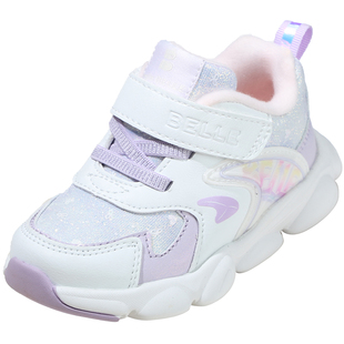 百丽童鞋男女童时尚运动鞋冬季加绒保暖舒适休闲鞋儿童软底跑步鞋