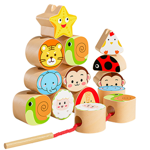 婴儿童串珠子训练专注力宝宝穿线绳1-2岁3早教益智玩具积木大颗粒