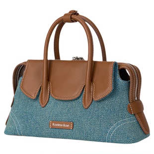 RoselessRose回声波士顿包小号设计师款波士顿植鞣牛皮斜挎手提包