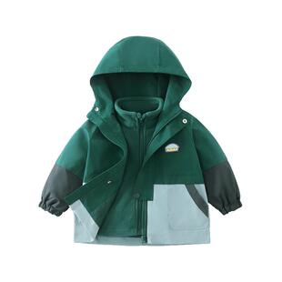 齐齐熊儿童冲锋外套男童三合一秋冬衣服宝宝秋冬款摇粒绒上衣秋款