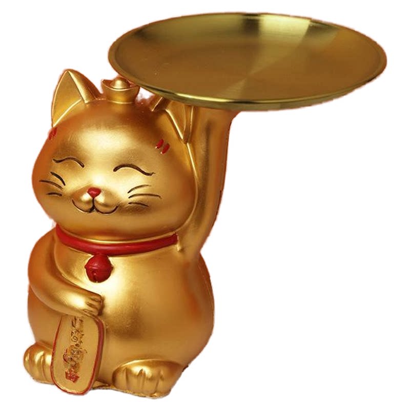 热卖招财猫树脂摆件创意工艺品钥匙收纳家居客厅桌面玄关小装饰品