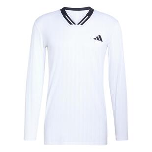 红土赛场系列细条纹修身网球运动长袖T恤男装新款adidas阿迪达斯
