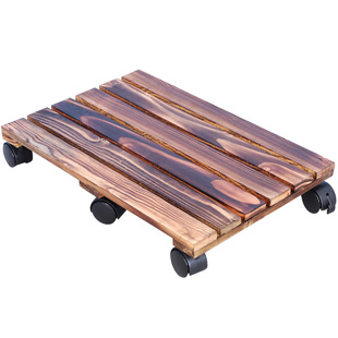 客厅家用花盆托盘带轮移动木质圆形落地式盆景底座滚轮万向轮实木