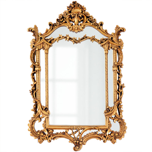 126x84出口法式巴洛克可可奢华金色装饰镜玄关壁炉镜欧美式浴室镜
