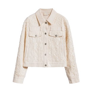Desigual26春夏新品亮片蕾丝拼接腰带设计夹克女式外套