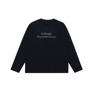 EK/EVILKNIGHT 2026年春季针织字母印花纯棉休闲长袖T恤休闲风