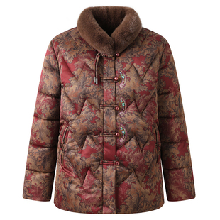 中老年人棉服女奶奶冬装外套妈妈加绒棉袄老太太唐装棉衣加厚衣服